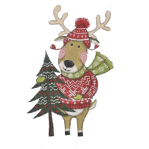 Winter Reindeer Painted Canvas Painted Pony Designs  - 1