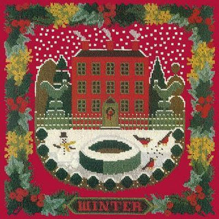 Winter Sampler Needlepoint Kit Kits Elizabeth Bradley Design Bright Red 
