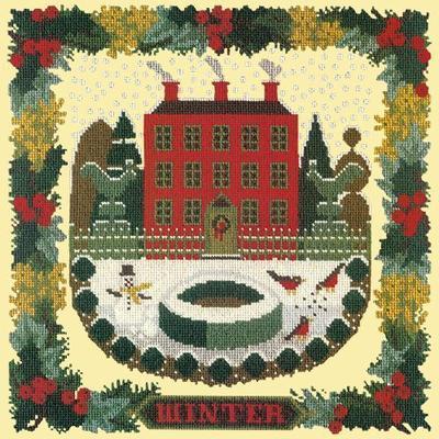 Winter Sampler Needlepoint Kit Kits Elizabeth Bradley Design Butter Yellow 
