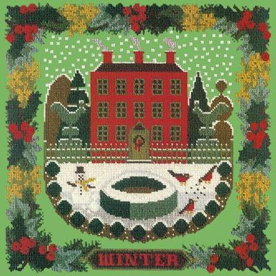 Winter Sampler Needlepoint Kit Kits Elizabeth Bradley Design Grass Green 
