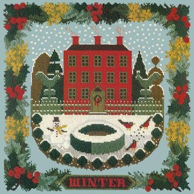 Winter Sampler Needlepoint Kit Kits Elizabeth Bradley Design Pale Blue 
