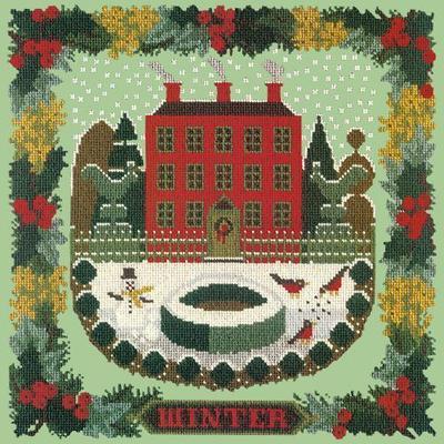 Winter Sampler Needlepoint Kit Kits Elizabeth Bradley Design Pale Green 
