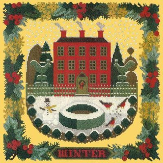Winter Sampler Needlepoint Kit Kits Elizabeth Bradley Design Sunflower Yellow 
