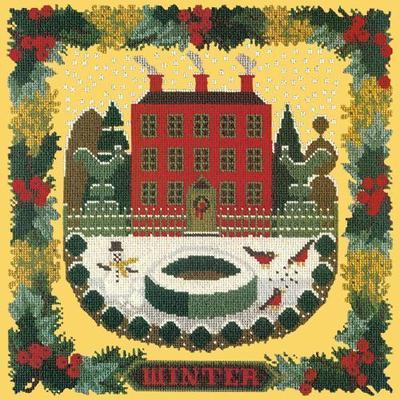 Winter Sampler Needlepoint Kit Kits Elizabeth Bradley Design Sunflower Yellow 
