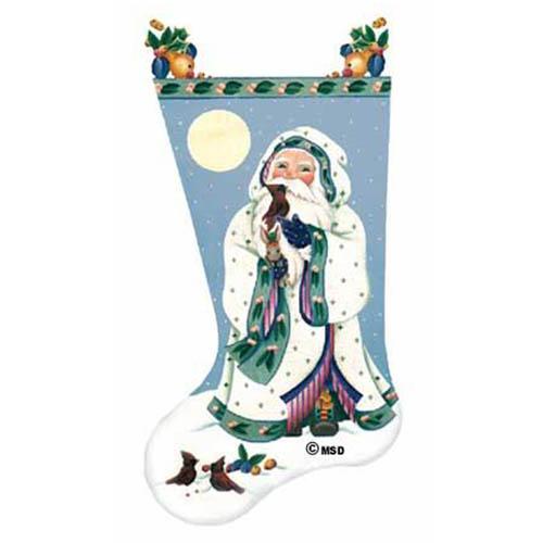 Winter Santa Stocking on 13 Painted Canvas Melissa Shirley Designs  - 1