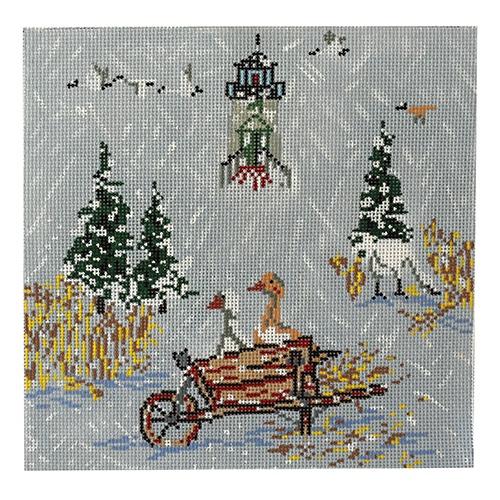 Winter Snowbirds Painted Canvas Cooper Oaks Design  - 1