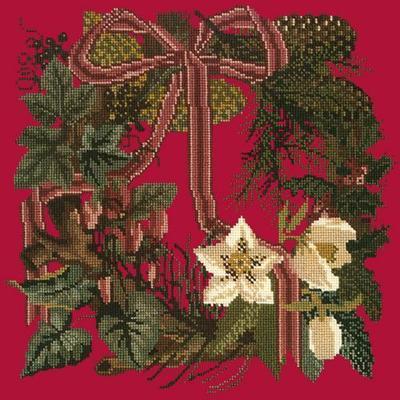Winter Wreath Needlepoint Kit Kits Elizabeth Bradley Design Bright Red 
