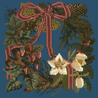 Winter Wreath Needlepoint Kit Kits Elizabeth Bradley Design Dark Blue 
