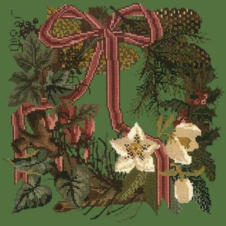 Winter Wreath Needlepoint Kit Kits Elizabeth Bradley Design Dark Green 
