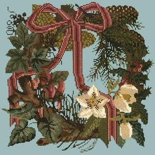 Winter Wreath Needlepoint Kit Kits Elizabeth Bradley Design Pale Blue 
