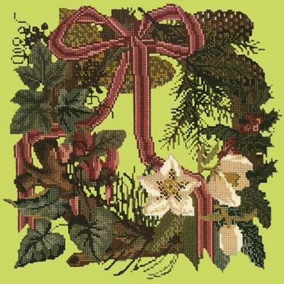 Winter Wreath Needlepoint Kit Kits Elizabeth Bradley Design Pale Lime 
