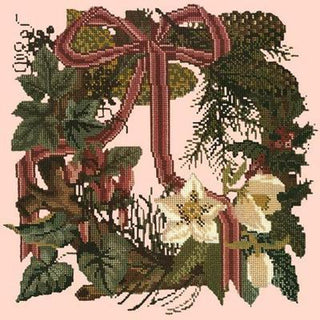 Winter Wreath Needlepoint Kit Kits Elizabeth Bradley Design Salmon Pink 
