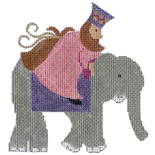 Wiseman on Elephant with Stitch Guide Painted Canvas The Princess & Me 