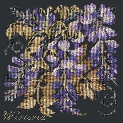Wisteria Needlepoint Kit Kits Elizabeth Bradley Design Black 
