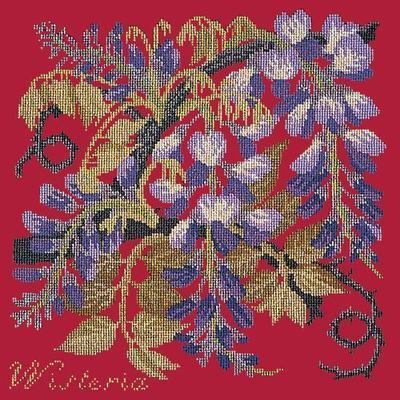 Wisteria Needlepoint Kit Kits Elizabeth Bradley Design Bright Red 
