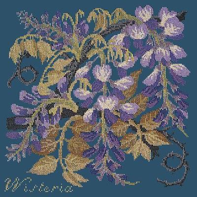 Wisteria Needlepoint Kit Kits Elizabeth Bradley Design Dark Blue 