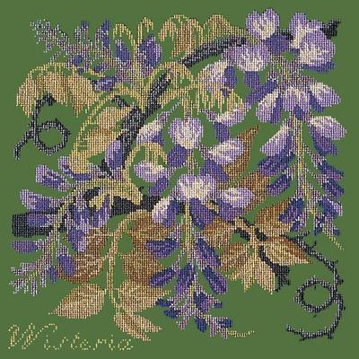 Wisteria Needlepoint Kit Kits Elizabeth Bradley Design Dark Green 
