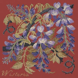 Wisteria Needlepoint Kit Kits Elizabeth Bradley Design Dark Red 
