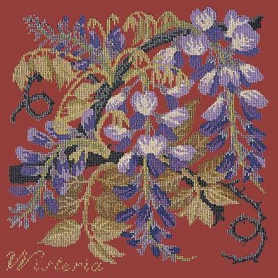 Wisteria Needlepoint Kit Kits Elizabeth Bradley Design Dark Red 
