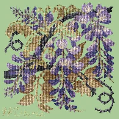 Wisteria Needlepoint Kit Kits Elizabeth Bradley Design Pale Green 
