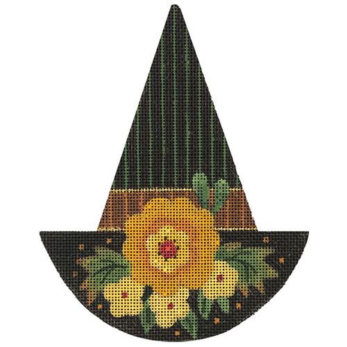 Witch Hat - Big Gold Flower Painted Canvas Melissa Shirley Designs 