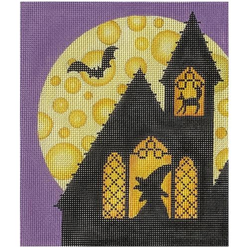 Witch's Castle on 18 mesh Painted Canvas Eye Candy Needleart 
