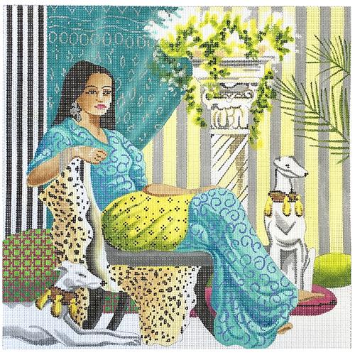 Woman with White Whippets Painted Canvas Colors of Praise 