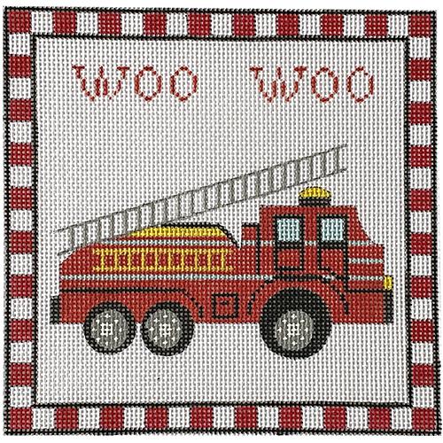 Woo Woo Fire Truck Painted Canvas Alice Peterson Company  - 1