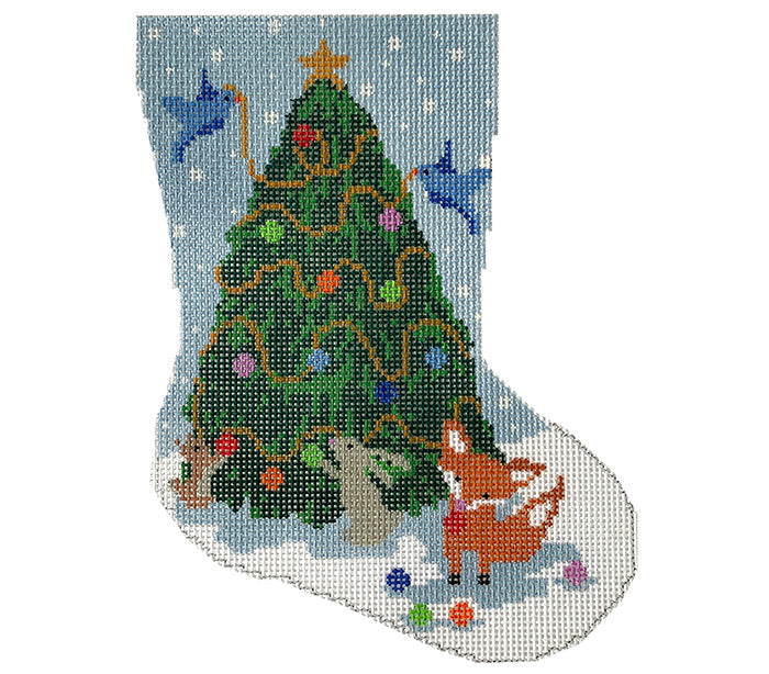 Woodland Creatures Mini Stocking Painted Canvas KCN Designers 