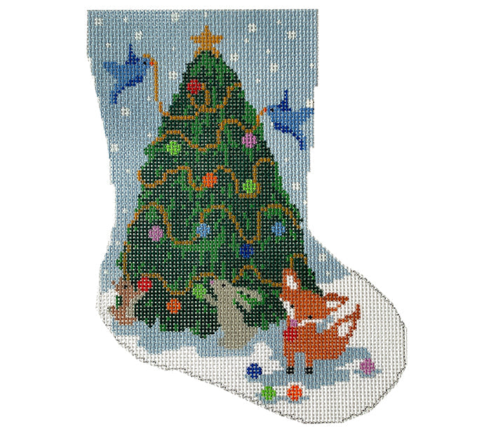 Woodland Creatures Mini Stocking Painted Canvas KCN Designers  - 1