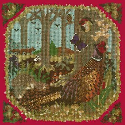 Woodland Needlepoint Kit Kits Elizabeth Bradley Design Bright Red 
