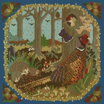 Woodland Needlepoint Kit Kits Elizabeth Bradley Design Dark Blue 
