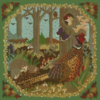 Woodland Needlepoint Kit Kits Elizabeth Bradley Design Dark Green 
