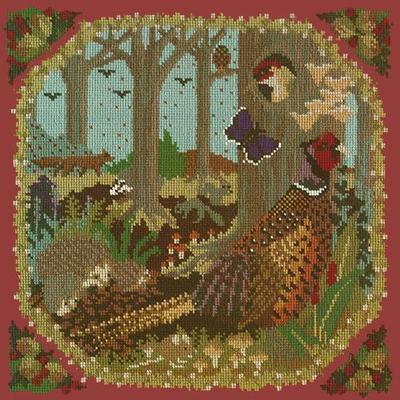 Woodland Needlepoint Kit Kits Elizabeth Bradley Design Dark Red 
