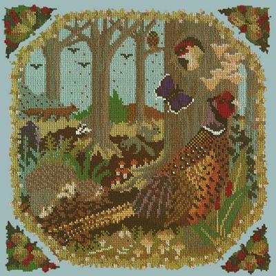 Woodland Needlepoint Kit Kits Elizabeth Bradley Design Pale Blue 
