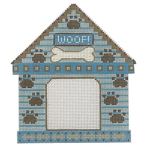 Woof Blue Dog House Frame Painted Canvas Danji Designs 