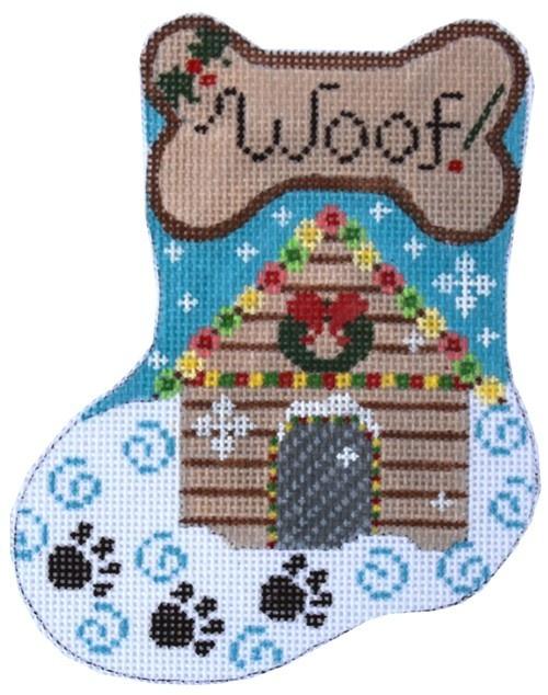 Woof Mini Stocking Painted Canvas Danji Designs  - 1
