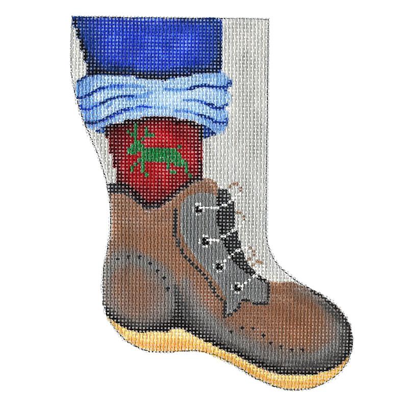Work Boot Mini Sock Painted Canvas Patti Mann  - 1