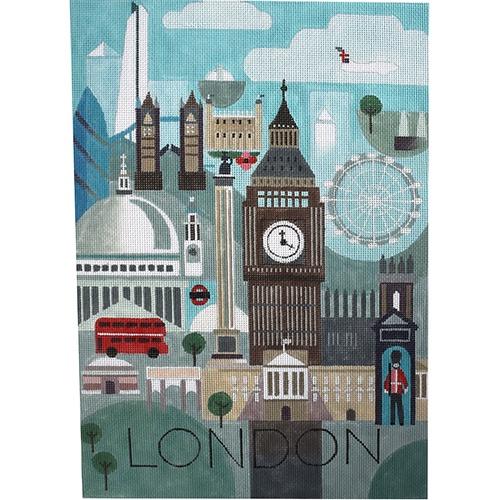 World Travel Poster London Painted Canvas Painted Pony Designs  - 1