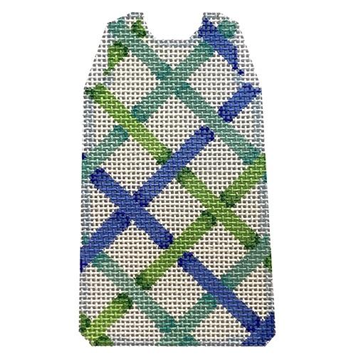 Woven Ribbon Blue Mini Shift Painted Canvas Two Sisters Needlepoint  - 1