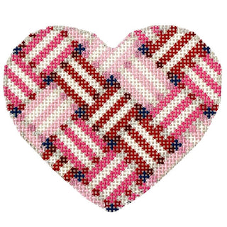 Woven Ribbon Heart/Red Painted Canvas Whimsy & Grace 
