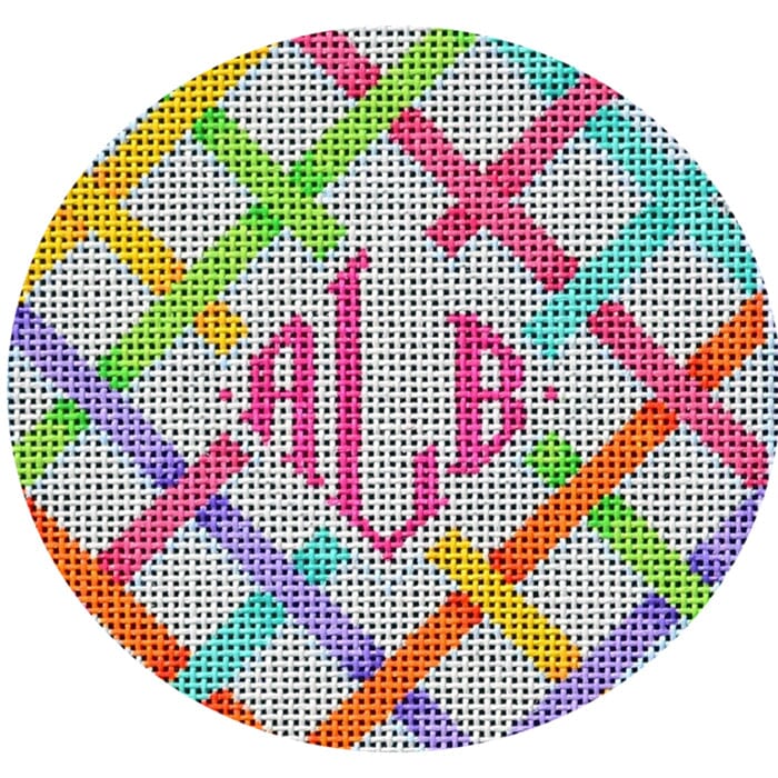 Woven Ribbon Round Monogram Painted Canvas Associated Talents  - 1