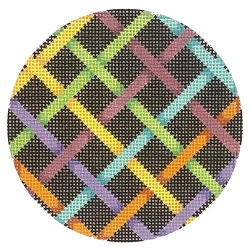 Woven Ribbon Round Painted Canvas Associated Talents 
