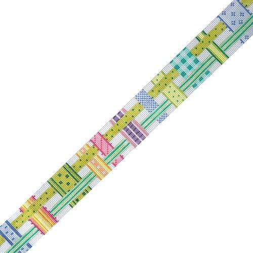 Woven Ribbons Belt Painted Canvas Kate Dickerson Needlepoint Collections  - 1