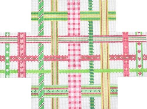 Woven Ribbons Brick Cover Painted Canvas Kate Dickerson Needlepoint Collections  - 1