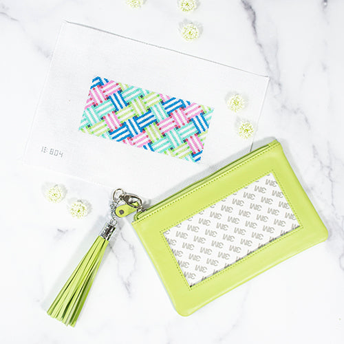 Woven Stripe Leather Zip Pouch Bundle Bundles Needlepoint.Com  - 1