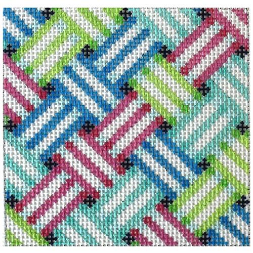 Woven Stripes Insert Painted Canvas Two Sisters Needlepoint  - 1