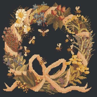 Wreath of Herbs Needlepoint Kit Kits Elizabeth Bradley Design Black 
