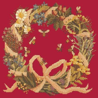 Wreath of Herbs Needlepoint Kit Kits Elizabeth Bradley Design Bright Red 
