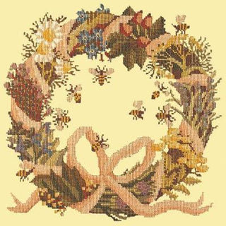 Wreath of Herbs Needlepoint Kit Kits Elizabeth Bradley Design Butter Yellow 
